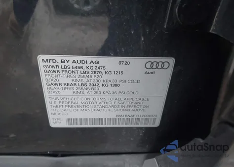 2020 Audi Q5 Premium Plus 45 Tfsi Quattro S Tronic from USA, damaged, VIN WA1BNAFY1L2094373